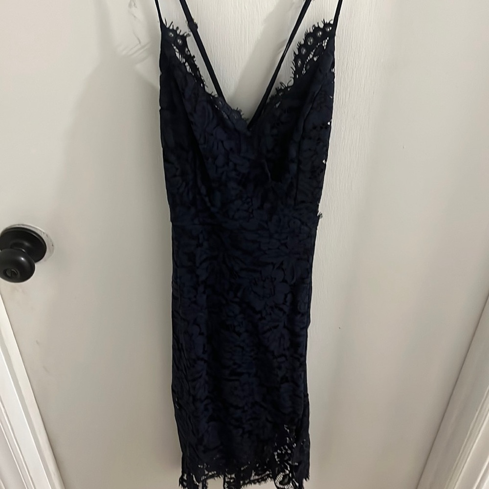 Blue lace midi dress